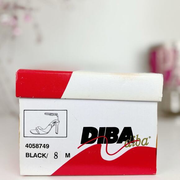 Diba Black Leather Open Toe Ultra High Block Heel Ankle Strap Sandals Size 8 M - Picture 11 of 13